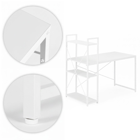 Homelux Birou 120x60 cm cu 3 rafturi Alb [6]