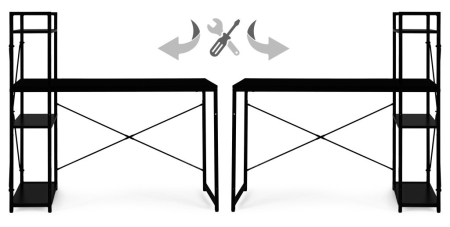 Homelux Birou 120x60 cm cu 3 rafturi Negru [7]