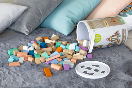 Homelux Bloc de construcție din lemn cu găleată de turnare set de 100 de piese [3]