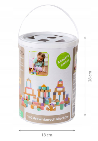 Homelux Bloc de construcție din lemn cu găleată de turnare set de 100 de piese [7]