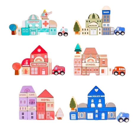 Homelux Blocuri de construcție educațională din lemn cu covor 115 piese [6]