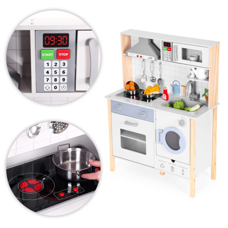 Homelux Bucătărie de jucărie din lemn cu sunete LED cuptor mașină de spălat și accesorii [6]