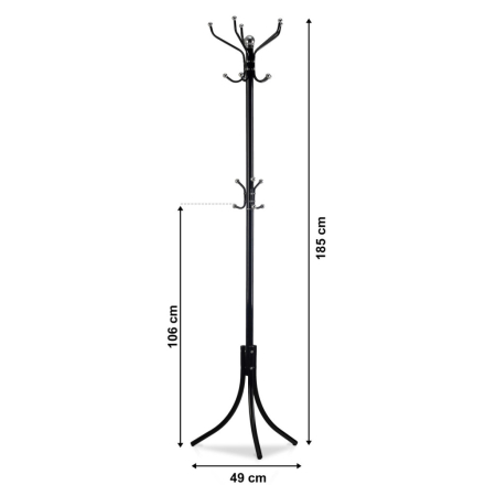 Homelux Cârlig de haine în picioare cu 16 umerașe negre [7]