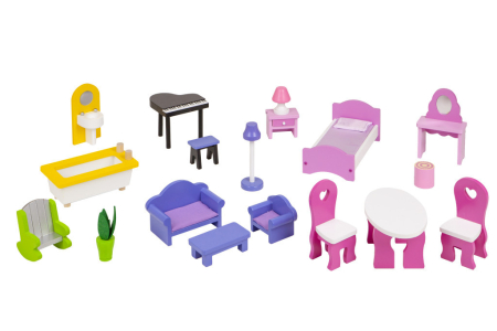 Homelux Casă de păpuși din lemn cu iluminat LED și mobilier [5]