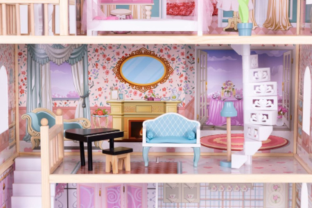 Homelux Casă mare de păpuși din lemn 3 etaje 11 bucăți [5]