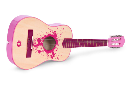 Homelux Chitara din lemn pentru copii 6 corzi negru roz [5]