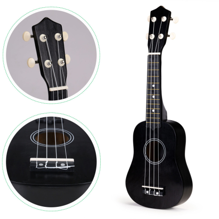 Homelux Chitară Ukulele din lemn pentru copii, 4 corzi din nylon negru [3]
