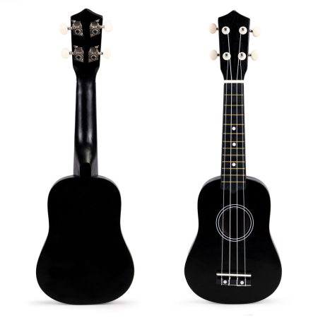 Jocuri și sport - Homelux Chitară Ukulele din lemn pentru copii, 4 corzi din nylon negru