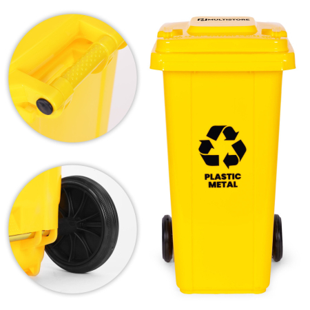 Homelux Coș de gunoi 120 l galben, cu roți de cauciuc [7]