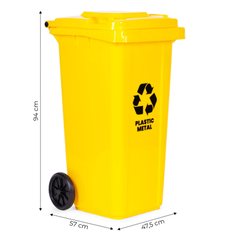 Homelux Coș de gunoi 120 l galben, cu roți de cauciuc [9]