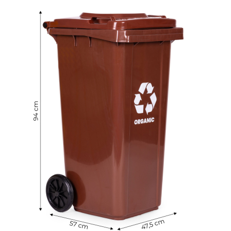 Homelux Coș de gunoi 120 l maro, cu roți de cauciuc [9]