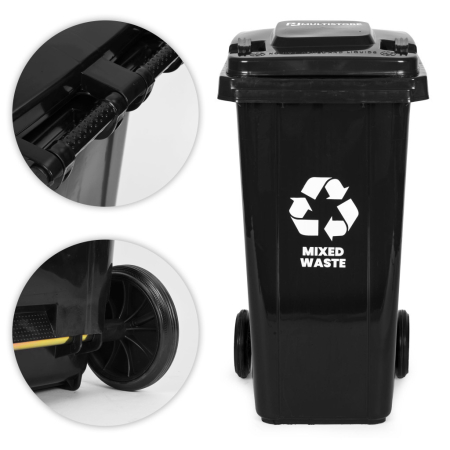 Homelux Coș de gunoi 120 l negru, cu roți de cauciuc [7]