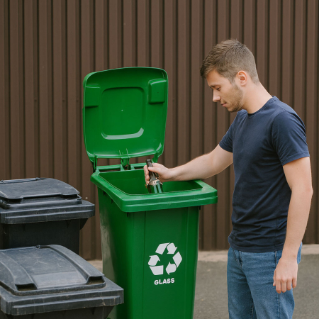 Homelux Coș de gunoi 120 l verde, cu roți de cauciuc [1]