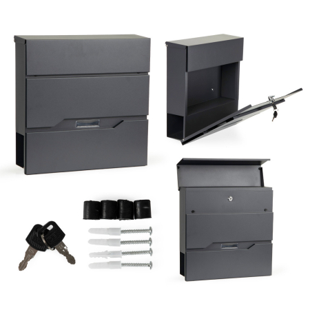 Produse temporar indisponibile - Homelux Cutie poștală din oțel galvanizat cu suport pentru ziare antracit