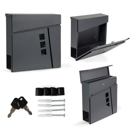 Produse temporar indisponibile - Homelux Cutie poștală din oțel galvanizat cu suport pentru ziare antracit