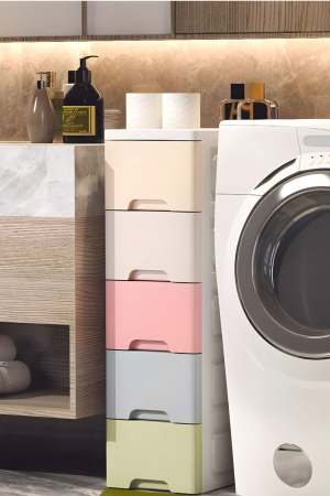 Homelux Dulap de depozitare a jucăriilor rulant cu sertare 5 piese, pastel 18x32x83 cm [6]