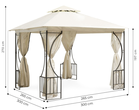 Homelux Foișor de grădină 3x3 m bej [8]