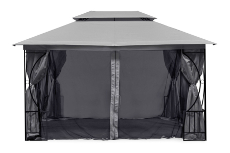 Homelux Foișor de grădină 3x4 m cu plasă de țânțari gri [6]