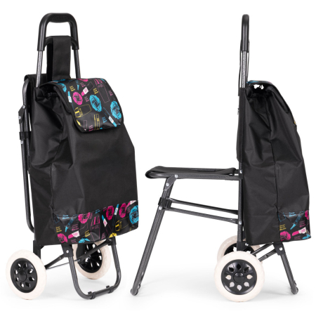 Produse temporar indisponibile - Homelux Geantă de cumpărături rulantă de 30 de litri cu scaun rabatabil