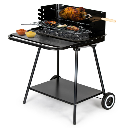 Homelux Grătar de grădină cu rol cu înălțime reglabilă a grilei + două rafturi [2]