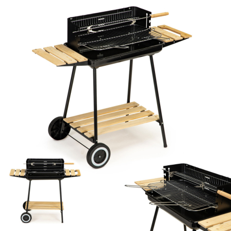 Produse temporar indisponibile - Homelux Grătar dreptunghiular cu rol pentru cărbuni cu grilă reglabilă