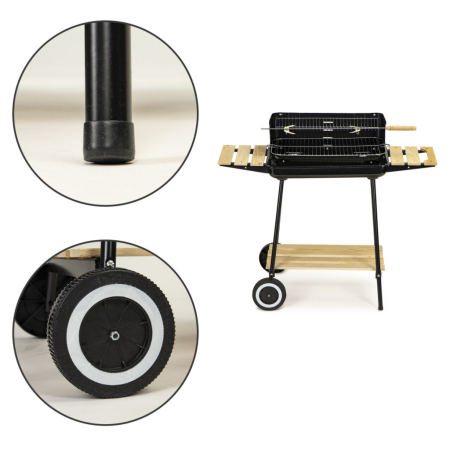 Homelux Grătar dreptunghiular cu rol pentru cărbuni cu grilă reglabilă [5]