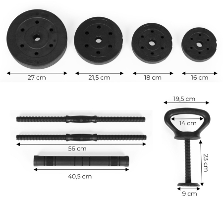 Homelux Haltere reglabile 2x20 kg set de haltere cu bară de 40 kg și barbell [9]