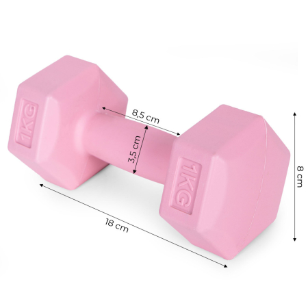 Homelux Hex barbell set 2x1 kg roz [8]
