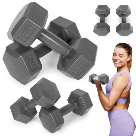 Produse temporar indisponibile - Homelux Hex barbell set 2x2 kg gri