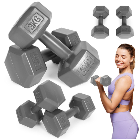 Produse temporar indisponibile - Homelux Hex barbell set 2x3 kg gri