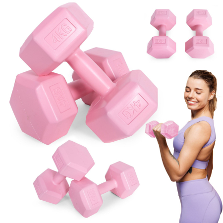 Articole de fitness - Homelux Hex barbell set 2x4 kg roz