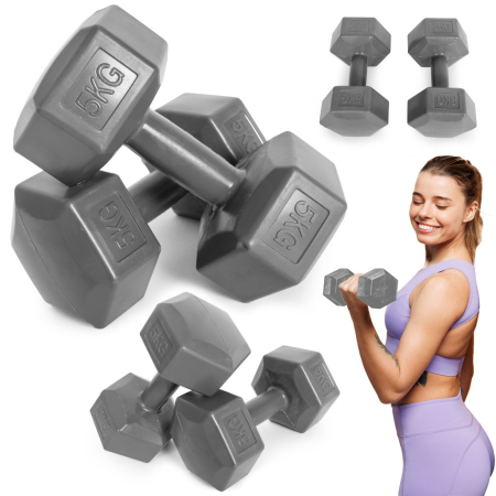 Produse temporar indisponibile - Homelux Hex barbell set 2x5 kg gri