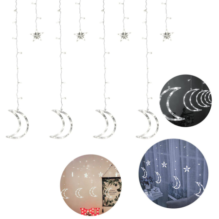 Produse temporar indisponibile - Homelux Lumini de Crăciun lumina lunii stele cortina 96 LED alb rece