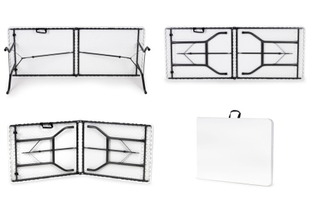 Homelux Masă de catering 180 cm, pliabilă în valiză, albă [5]