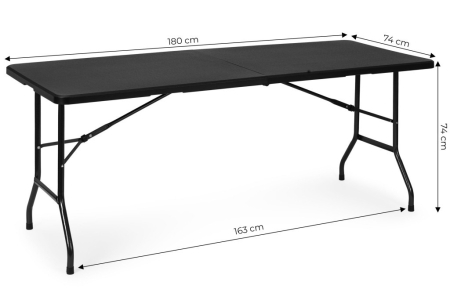 Homelux Masă de catering 180 cm, pliabilă în valiză, neagră [9]