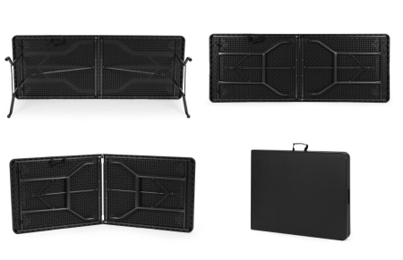 Homelux Masă de catering 180 cm, pliabilă în valiză, neagră [3]