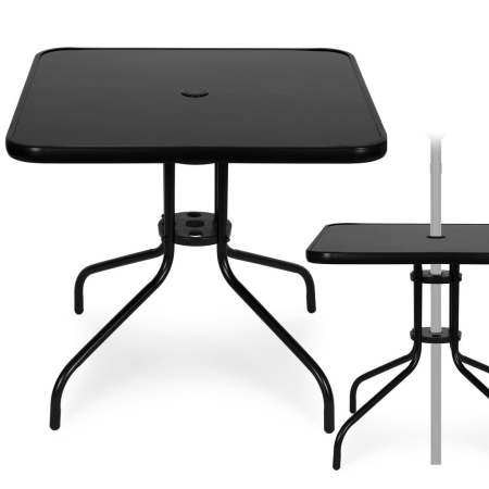Mobilier grădină - Homelux Masă de grădină cu cadru metalic 80x80 cm sticlă călită, negru