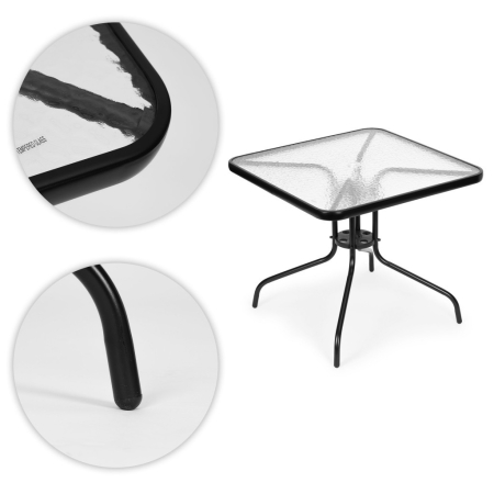 Homelux Masă de grădină din sticlă cu cadru metalic 80x80 cm [3]