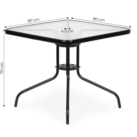 Homelux Masă de grădină din sticlă cu cadru metalic 80x80 cm [5]