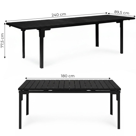 Homelux Masă de grădină extensibilă 180-240 cm pentru 12 persoane, negru [9]