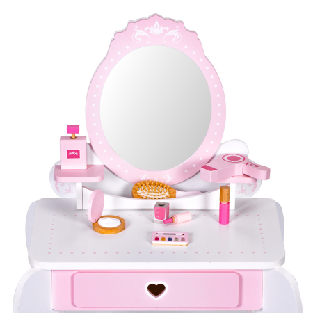 Homelux Masă de toaletă pentru copii cu oglindă, scaun și 7 accesorii [6]