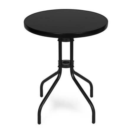 Homelux Masă rotundă de grădină cu cadru metalic 60 cm sticlă călită, negru [4]