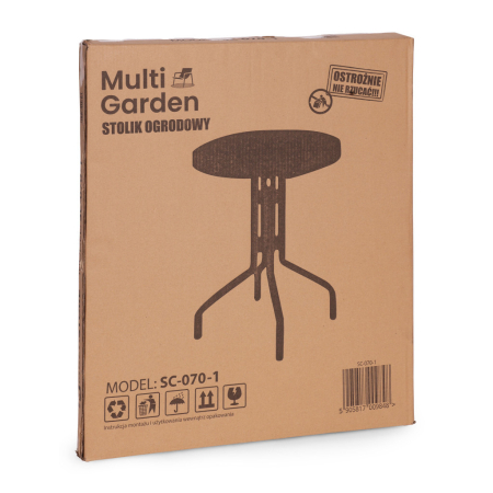 Homelux Masă rotundă de grădină cu cadru metalic 60 cm sticlă călită, negru [7]