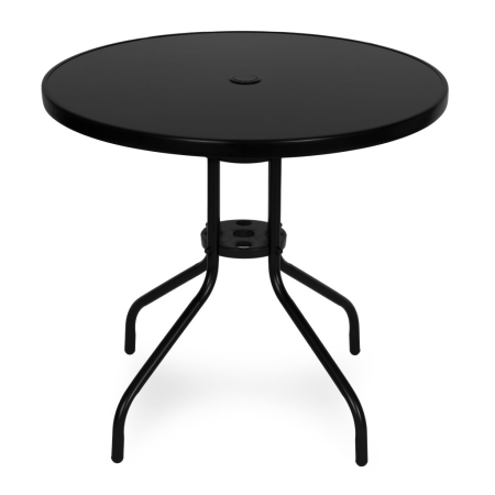 Homelux Masă rotundă de grădină cu cadru metalic 80 cm sticlă călită, negru [4]