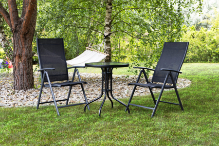 Homelux Masă rotundă de grădină din sticlă cu cadru metalic 80 cm [1]