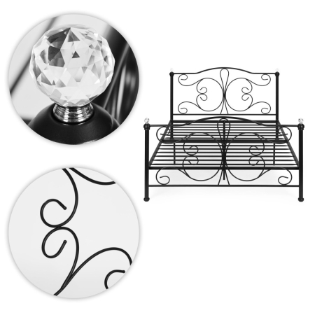 Homelux Metal cadru de pat dublu 140x200 cm negru [7]