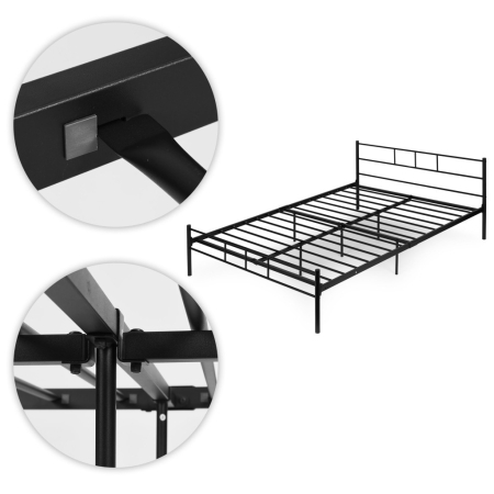 Homelux Metal cadru de pat dublu 140x200 cm negru [7]