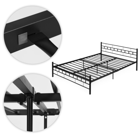 Homelux Metal cadru de pat dublu 140x200 cm negru [7]