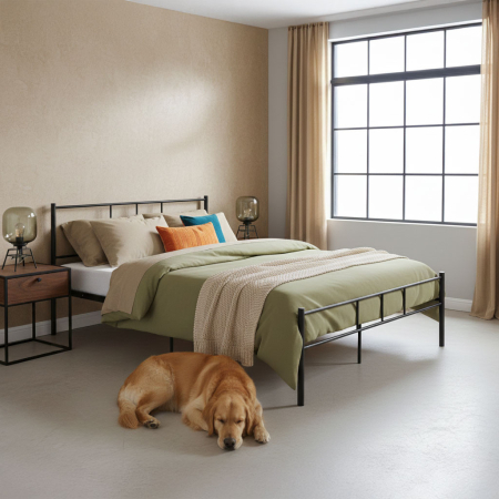 Homelux Metal cadru de pat dublu 160x200 cm negru [2]