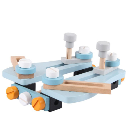 Homelux Mini masă de scule din lemn pentru copii 52 bucăți de [3]